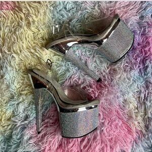 PLEASER Rhinestone Bling Platform Size 7 Heels